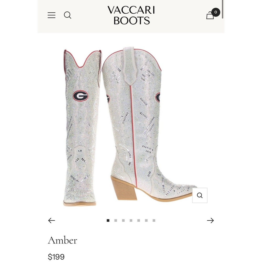V by Vaccari Rhinestone Western Boot University of Georgia UGA Bulldogs 10.5 NIB